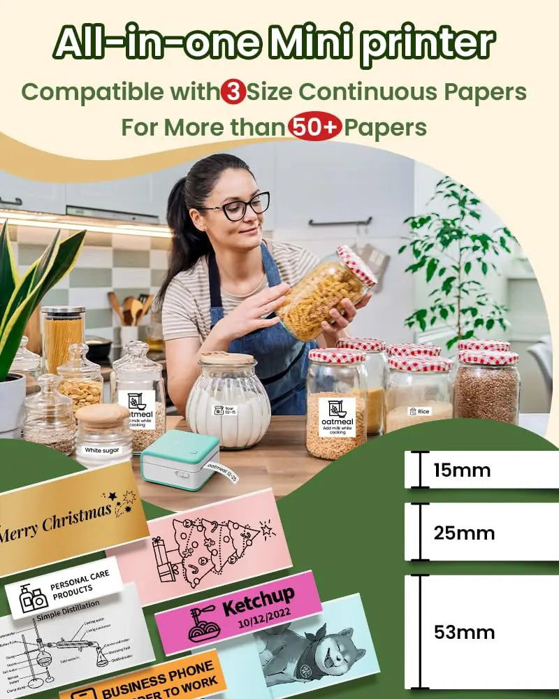 Phomemo M02Pro Photo Printer Pocket Thermal Label Printer Mini Wireless DIY Cards HD Label Printer for Journal Study Work Home