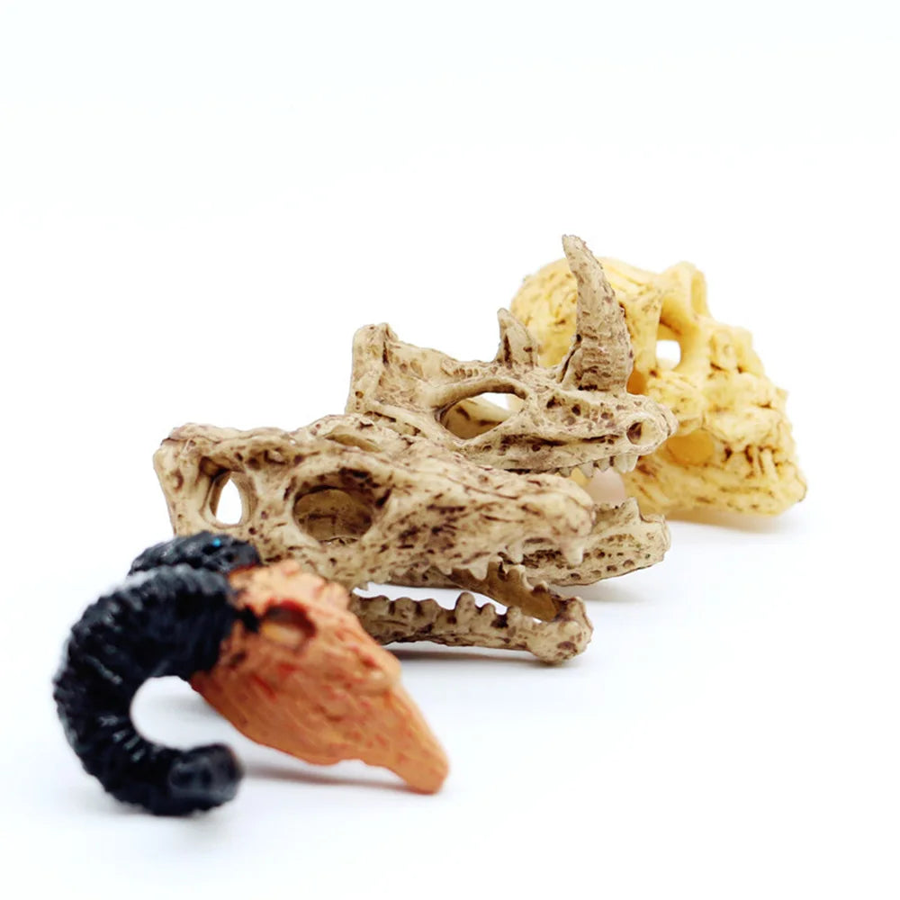 Gothic Punk Mini Animals Skull Model Wall Decor for Miniature Dollhouse DIY Handmade Furniture Desk Home Decor Dolls Accessories