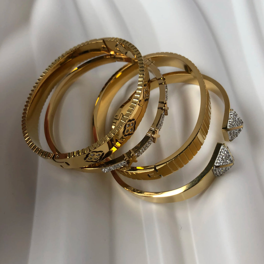 Stainless Steel Bracelets For Woman 2023 Trend Bangles Golden Love Crystal Wedding Feminina Luxury Jewellery Gifts