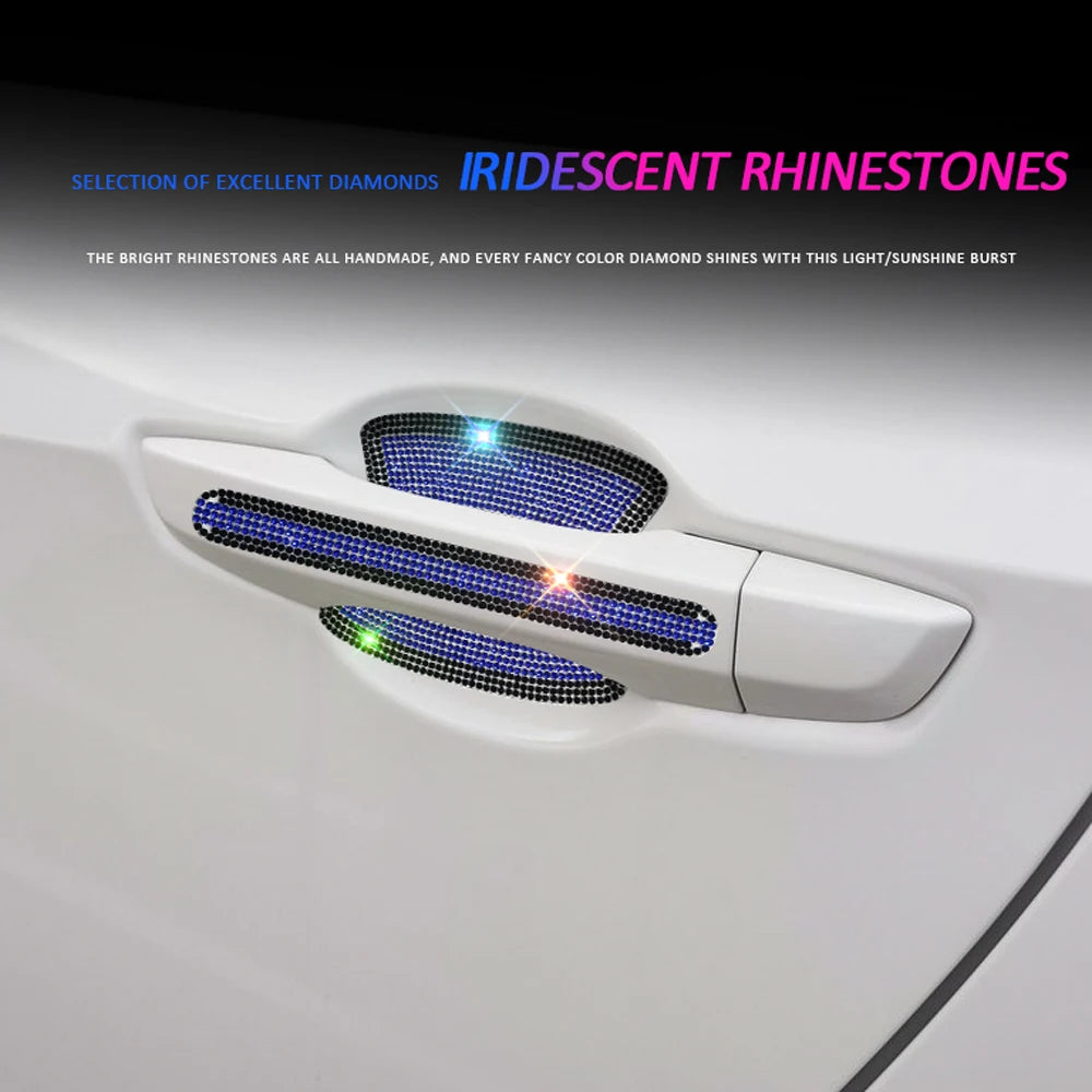 8PCS Universal Car Door Handle Sticker Decal Warning Diamond Auto Strip Driving Safety Bling Car Accessories for Girls Wholesale
