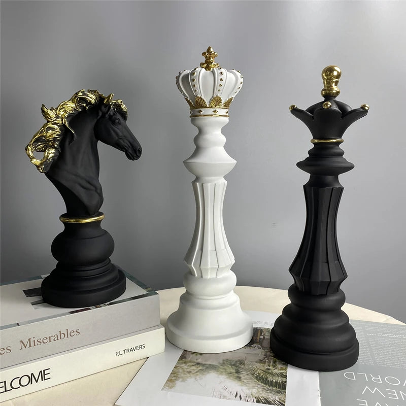 NORTHEUINS 3 Pcs/Set Resin International Chess Figurine Modern Interior Decor Office Living Room Home Decoration Accessories