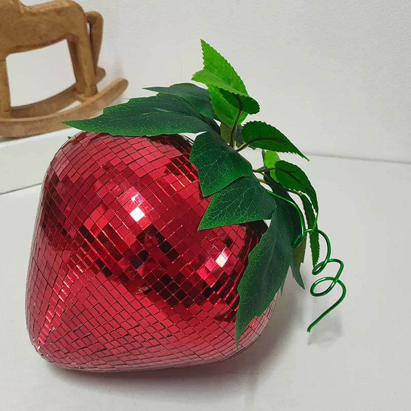 New Creative Home Creative Disco Retro Mirror Strawberry Ornaments Fruit Decoration Party Accessories With Customizable Colors