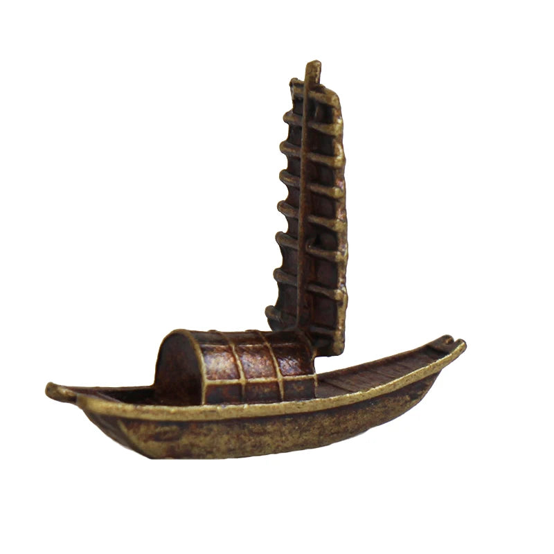 Copper Alloy Small Sailing Boat Decoration Micro Landscape Rockery Sand Table Landscaping Decoration Home Accessories