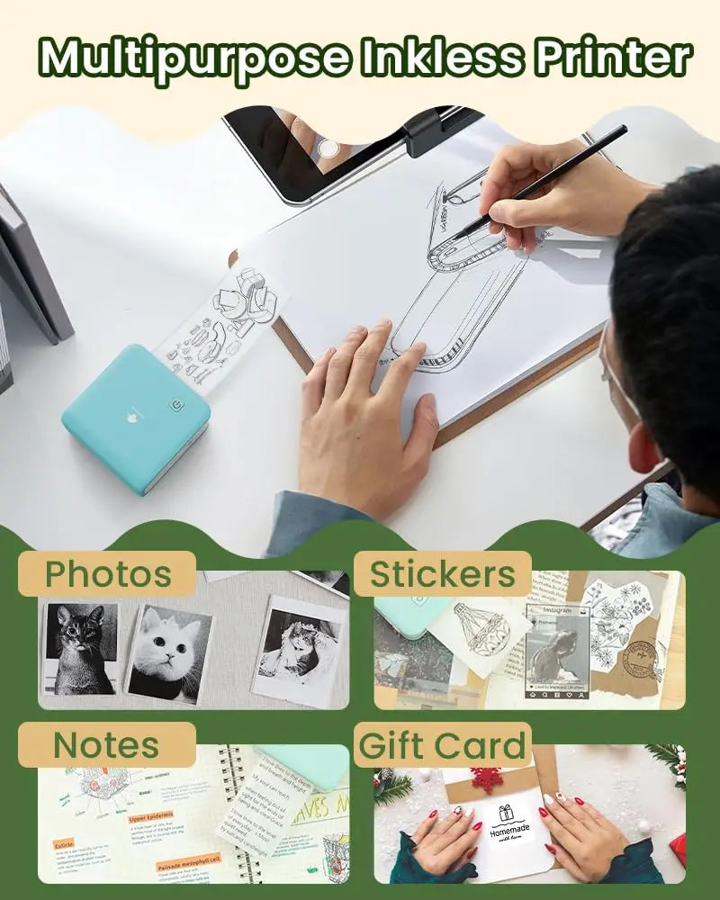 Phomemo M02Pro Photo Printer Pocket Thermal Label Printer Mini Wireless DIY Cards HD Label Printer for Journal Study Work Home