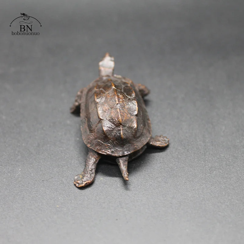China Vintage Copper Bagua Feng Shui Dragon Turtle Statue Desk Small Ornament Home Decoration Craft Accessories Animal Figurine
