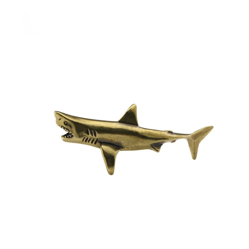 Sea Animal Shark Figurines Miniatures Retro Brass Office Desktop Crafts Ornament Gifts Home Decorations Living Room Accessories