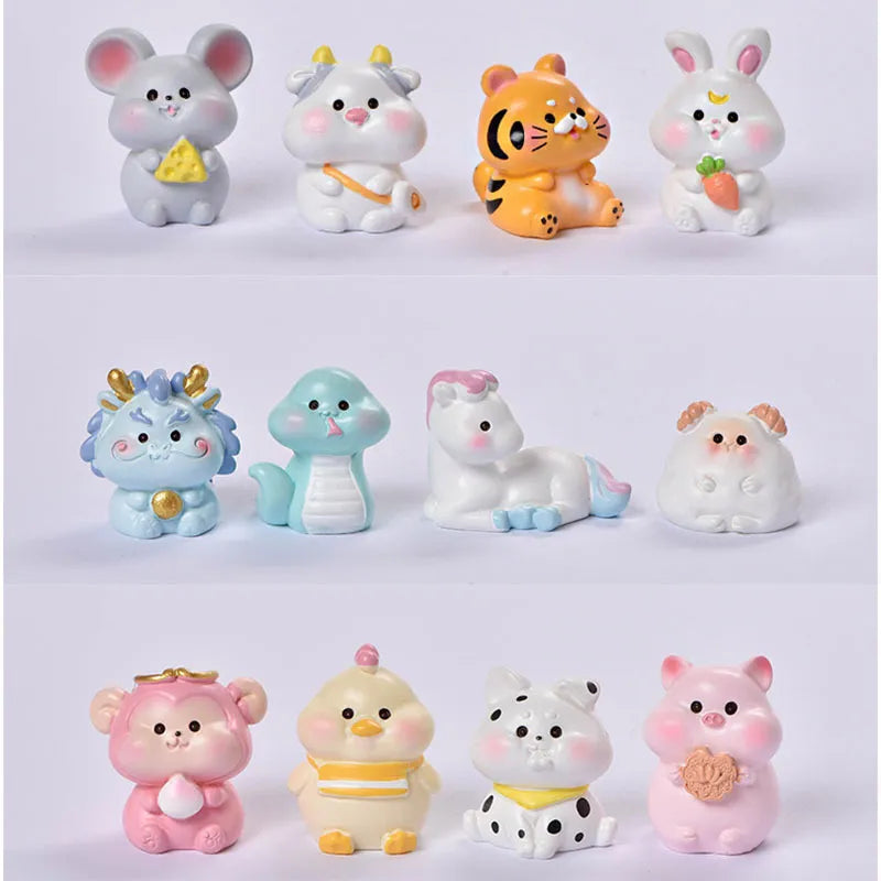 Zodiac Signs Figurine Micro Landscape Diy Home Decor Rabbit Miniature Fairy Garden Ornament Decoration Accessories Modern Figure