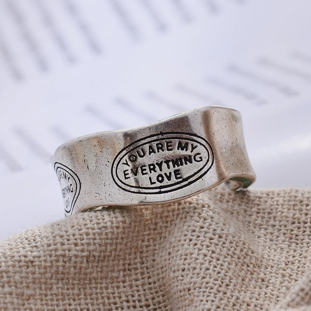 New 2023 Elegant Monogram Engraved Green Stripe Design Vintage Thai Silver Color Women's Finger Ring Party Jewellery Gift
