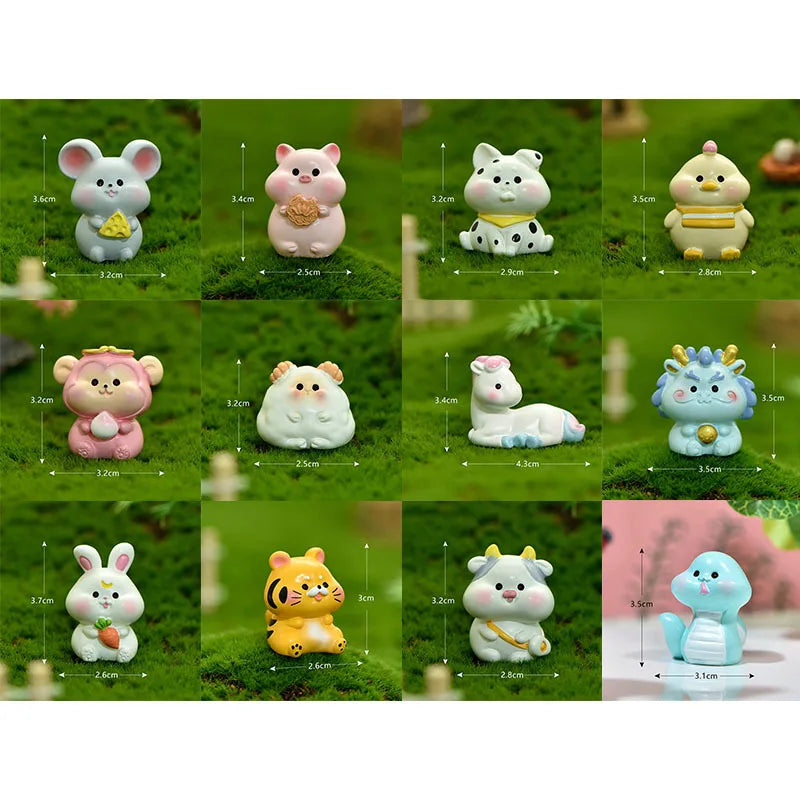 Zodiac Signs Figurine Micro Landscape Diy Home Decor Rabbit Miniature Fairy Garden Ornament Decoration Accessories Modern Figure