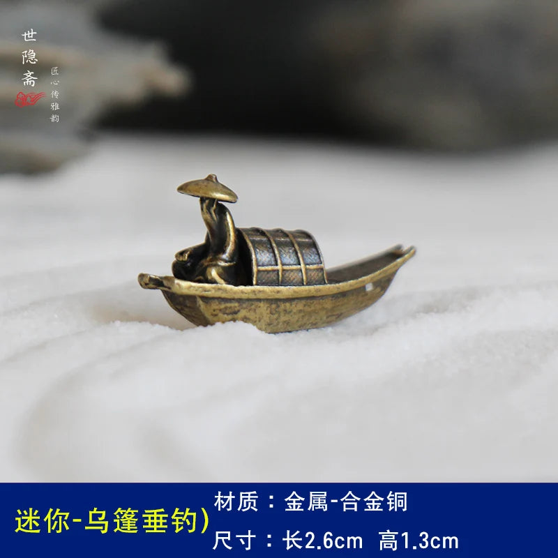Copper Alloy Small Sailing Boat Decoration Micro Landscape Rockery Sand Table Landscaping Decoration Home Accessories