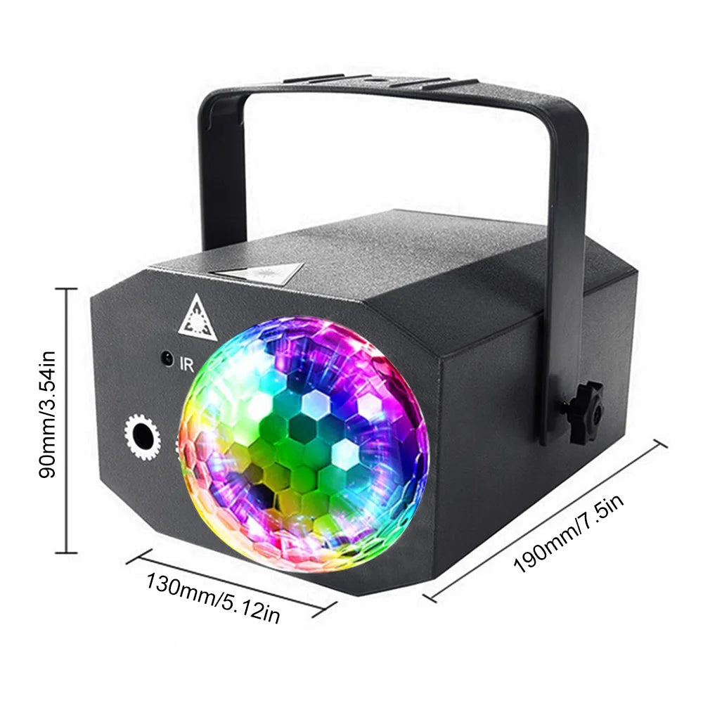 LED Party Light DJ Disco Ball Light RGB Projector Laser Lamp Sound Activated Stage Light Remote Control Strobe Lamp for Bar KTV