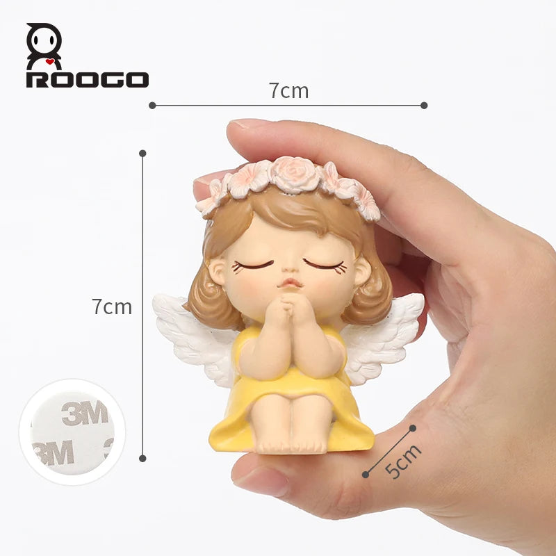ROOGO Resin Angel Figurine Statue Cute Fairy Miniature Ornament Home Decorations Accessories Sculpture for Cake Home Garden