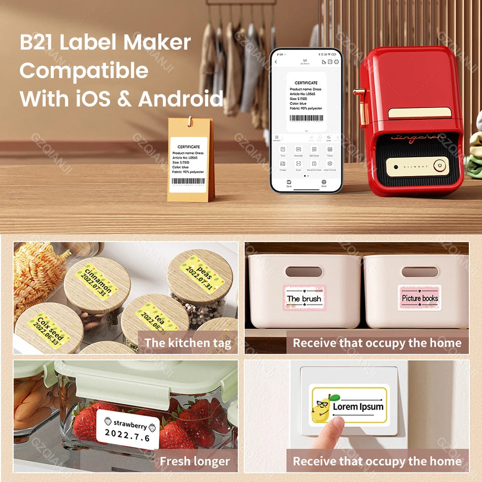 B21 B1 Niimbot Portable Bluetooth Label printer Mini Pocket Sticker Maker Thermal Adhesive Mahcine for Phone Home Office Use