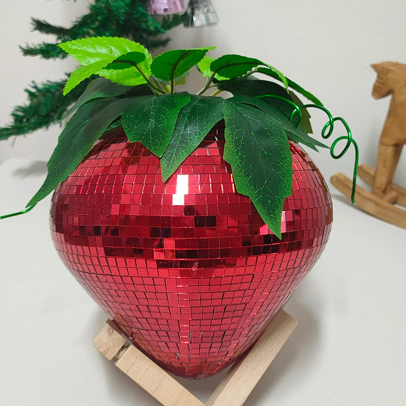 New Creative Home Creative Disco Retro Mirror Strawberry Ornaments Fruit Decoration Party Accessories With Customizable Colors