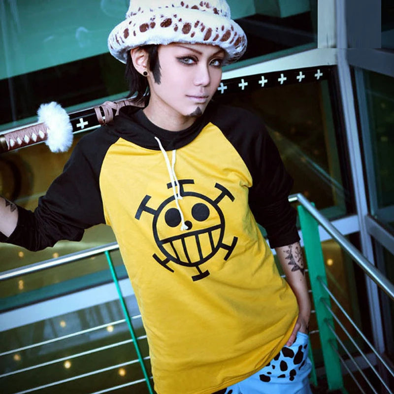 Anime  Trafalgar Law Hoodie Jacket Cosplay Costume Hooded Sweatshirt Long Sleeve Cotton T Shirt Men XXXL Free Shipping