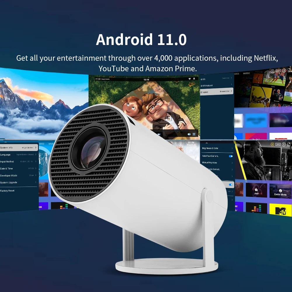 HDAYPRO MINI Projector 4K Android 11.0 WIFI BT5.0 HY300 Portable Projctor Smart Home Cinema 720P Outdoor 1080P 4K Movie From HD