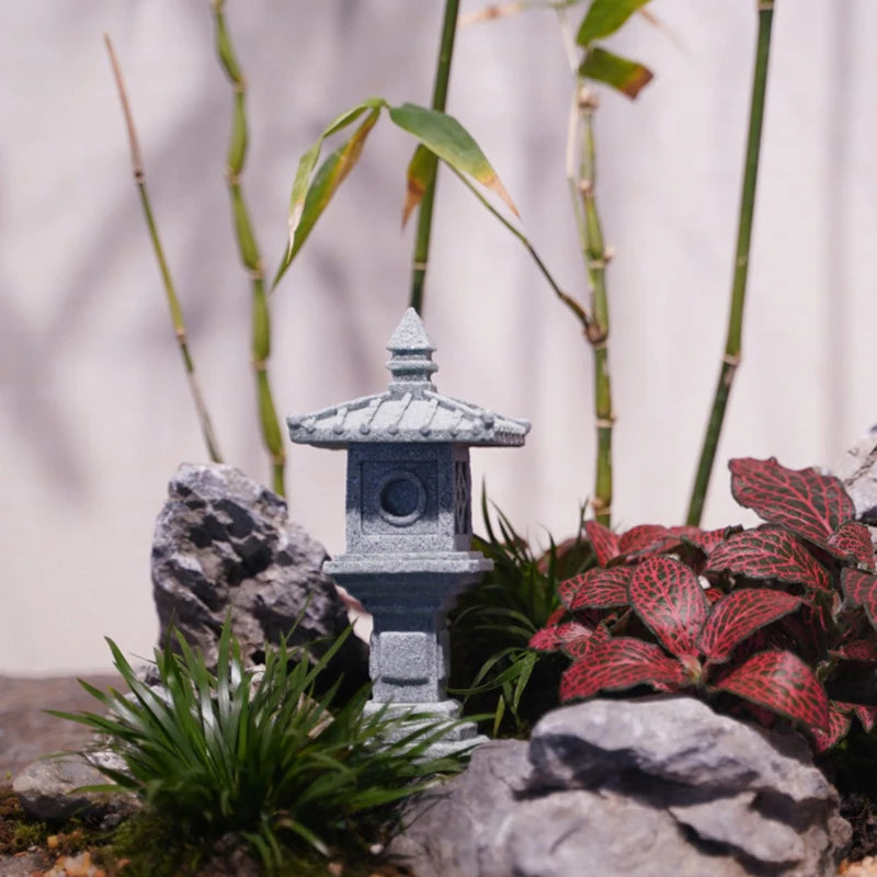 Retro Gazebo Chinese Lanterns Mini Pagoda Model Decoration Stone Miniature Statue Sandstone Home Garden Decor Accessories