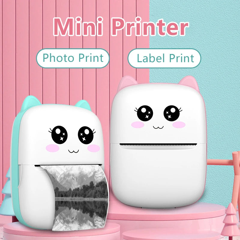 Mini Label Printer Portable Thermal Printer Self-adhesive Sticker Paper Color Paper Wireless Bluetooth Photo Print For Cellphone