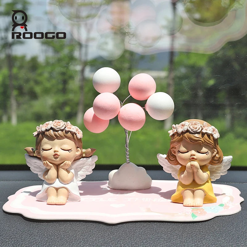 ROOGO Resin Angel Figurine Statue Cute Fairy Miniature Ornament Home Decorations Accessories Sculpture for Cake Home Garden