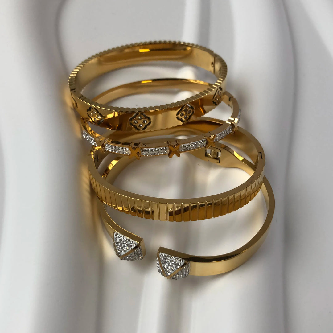 Stainless Steel Bracelets For Woman 2023 Trend Bangles Golden Love Crystal Wedding Feminina Luxury Jewellery Gifts
