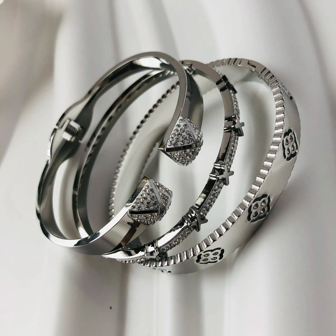 Stainless Steel Bracelets For Woman 2023 Trend Bangles Golden Love Crystal Wedding Feminina Luxury Jewellery Gifts