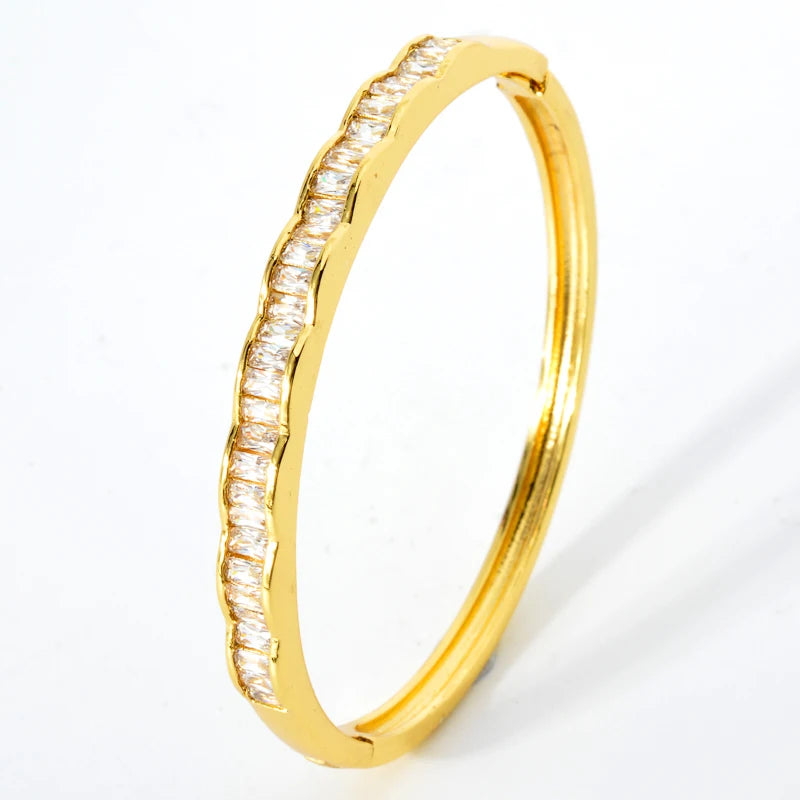 ZEADear Fashion Jewelry Zircon Bracelet 18K Gold Plated Snake Geometry Twist Copper Bangle Punk Women Men Hand Jewellery Gift