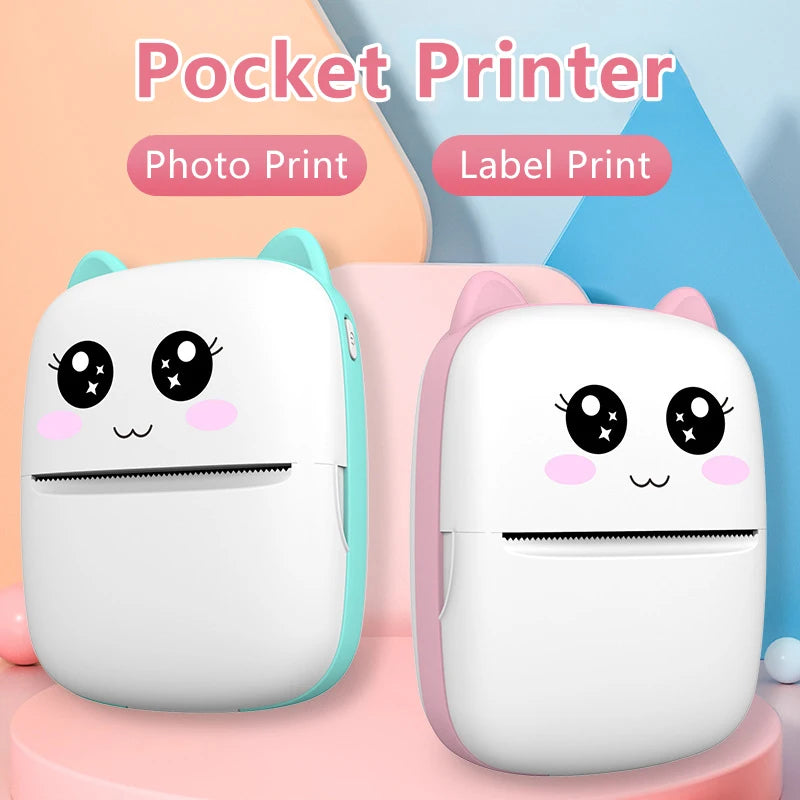 Mini Label Printer Portable Thermal Printer Self-adhesive Sticker Paper Color Paper Wireless Bluetooth Photo Print For Cellphone
