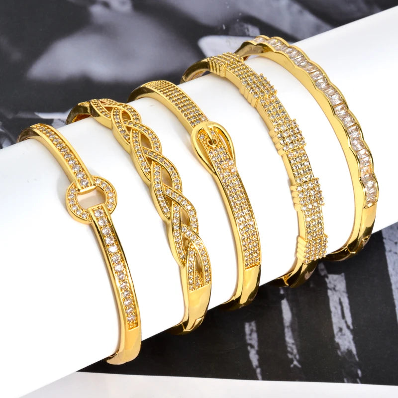 ZEADear Fashion Jewelry Zircon Bracelet 18K Gold Plated Snake Geometry Twist Copper Bangle Punk Women Men Hand Jewellery Gift