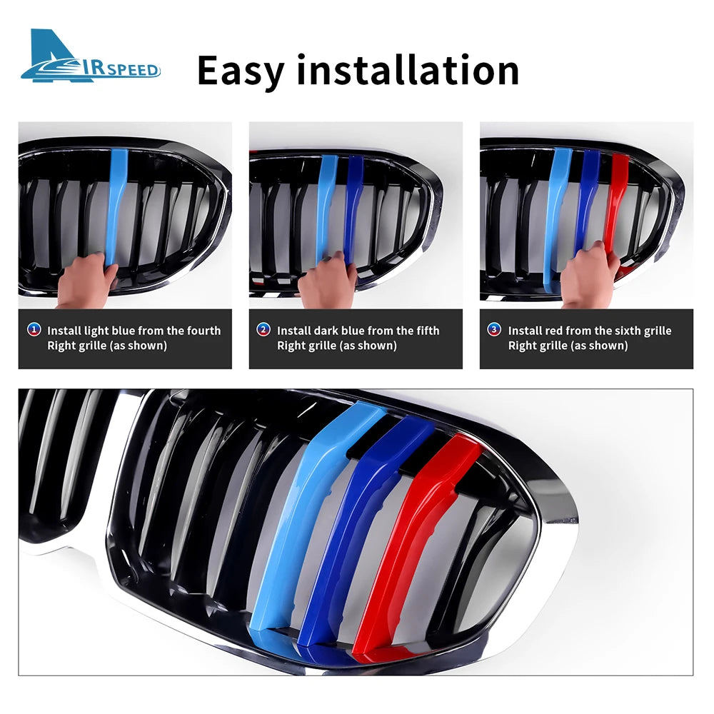 AIRSPEED For BMW 1 Series F40 2020 2021 2022 2023 Car Front Grill Stripes Cover Grid Stripes Clips Trim Motorsport Accessories