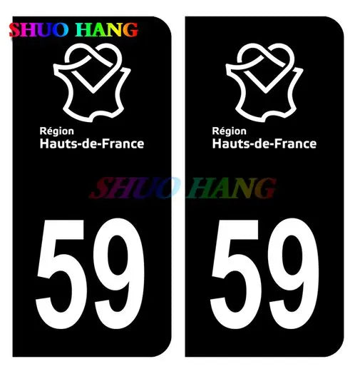 Sticker License Plate No. Car 02 Aisne 59 Nord 62 Pas De Calais 80 Somme Noir C Black&F Europe Vinyl Car Accessories Decal PVC