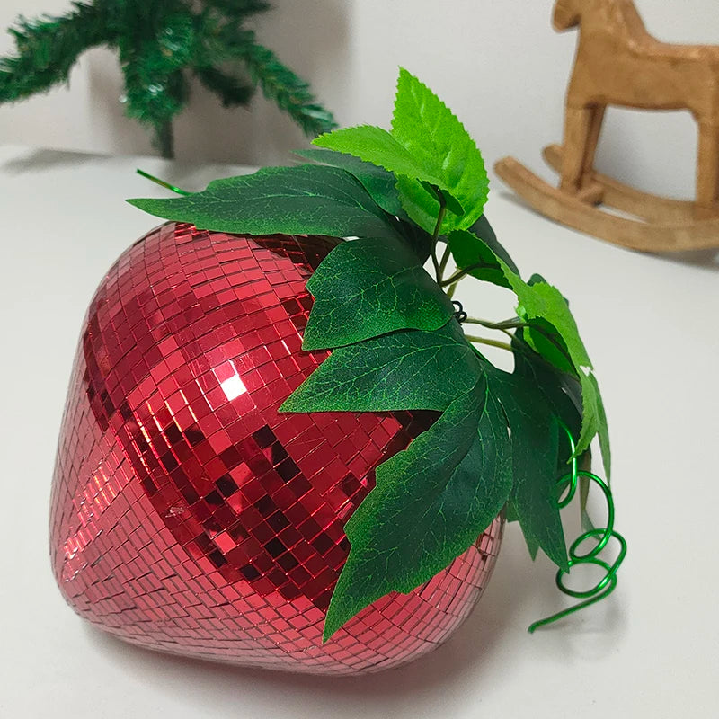 New Creative Home Creative Disco Retro Mirror Strawberry Ornaments Fruit Decoration Party Accessories With Customizable Colors