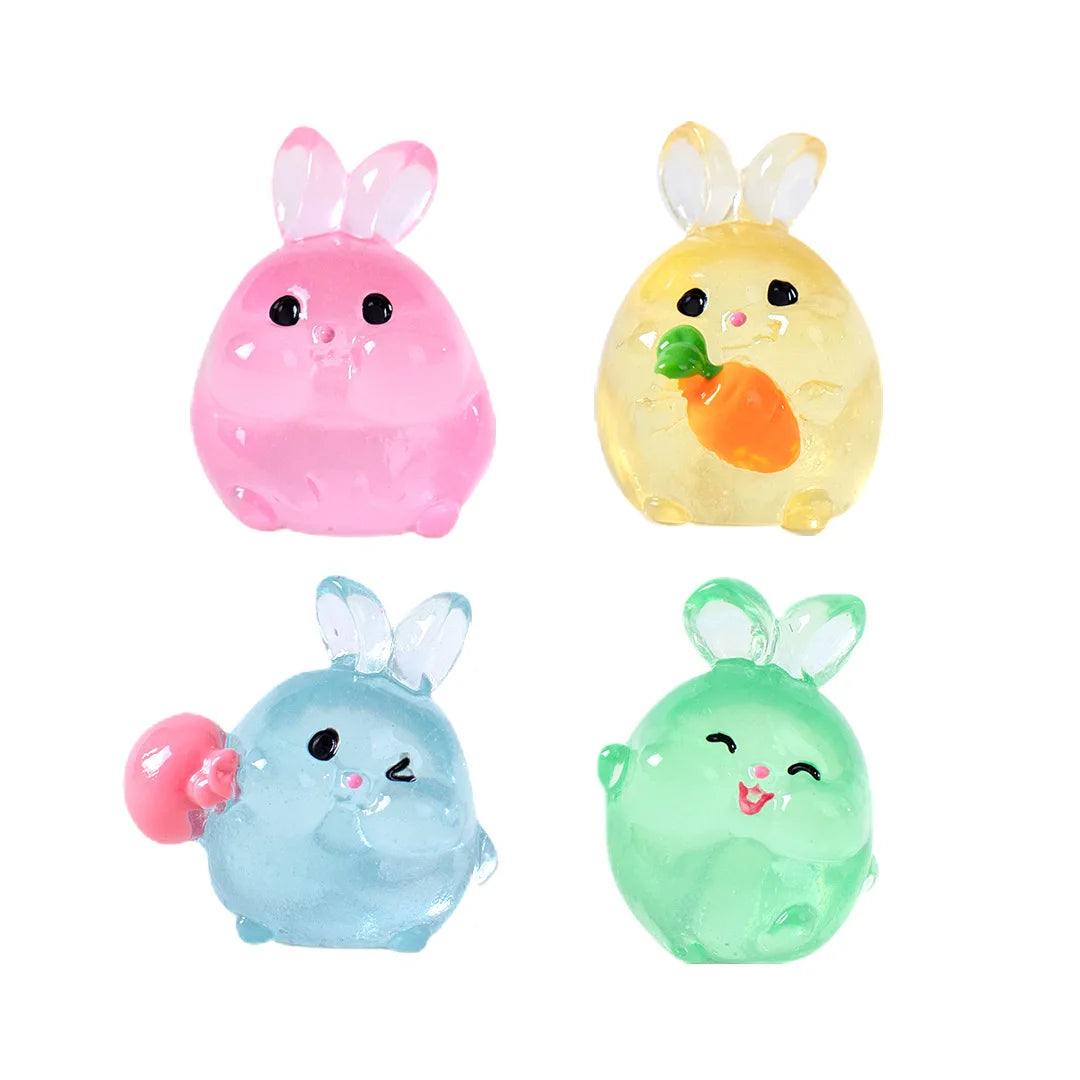 6PCS Luminous Rabbits Resin Fairy Garden Accessories Glow At Night Miniatures Rabbit Desk Decoration Kawaii Home Decor DIY