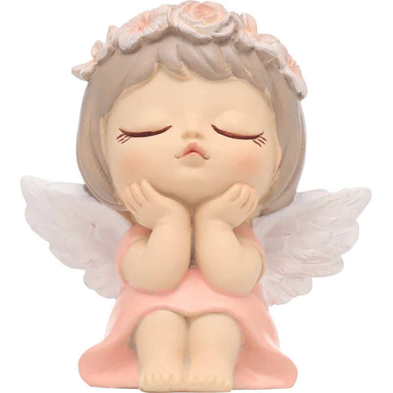 ROOGO Resin Angel Figurine Statue Cute Fairy Miniature Ornament Home Decorations Accessories Sculpture for Cake Home Garden