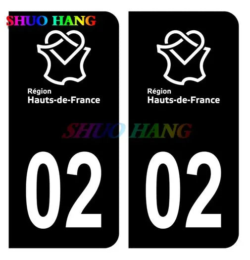 Sticker License Plate No. Car 02 Aisne 59 Nord 62 Pas De Calais 80 Somme Noir C Black&F Europe Vinyl Car Accessories Decal PVC