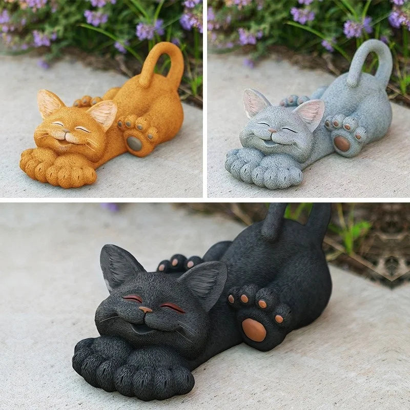 Kawaii Figurine Resin Charms Smiling Cat Home Decoration Ornaments Figurines Miniatures Crafts Mini Garden Accessories
